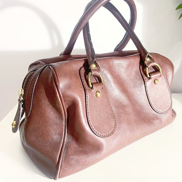 Banana Republic Somerset Collection Brown Leather Satchel Bag - Picture 8 of 11